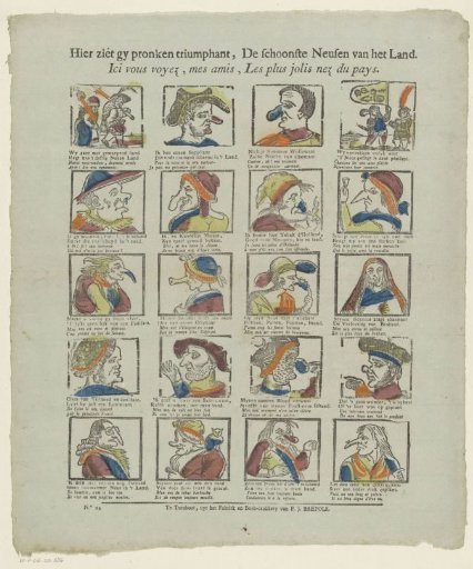 Here you see triumphantly, The finest noses of the land / Ici vous voyez, mes amis, Les plus jolis nez du pays