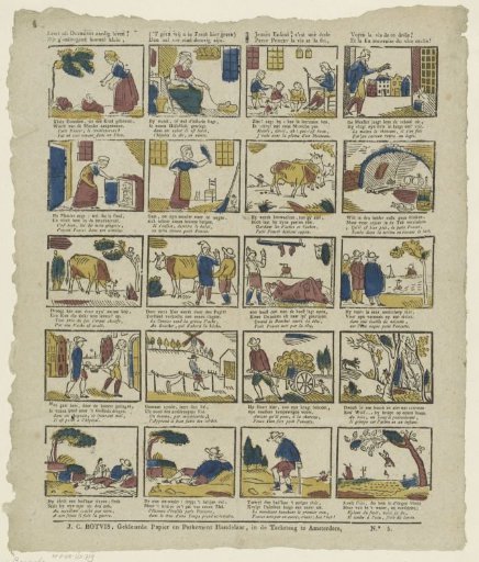 Learn from the amusing life of Duymkens, / (What we give here in print) / If you are naughty though small, / Then your end will be sad / Young children, this is a school / See the life of this rogue / Little Poucet: life and end. / And the bad end of the vice-prone
