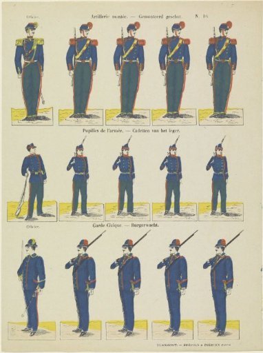 Mounted artillery / Mounted artillery / Pupils of the army / Cadets of the army / Civic guard / Burgerwacht