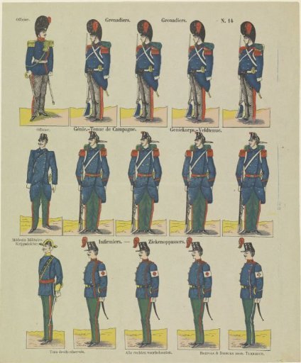 Grenadiers / Grenadiers / Engineers.-Field uniform / Engineer corps.-Field uniform / Nurses / Orderlies