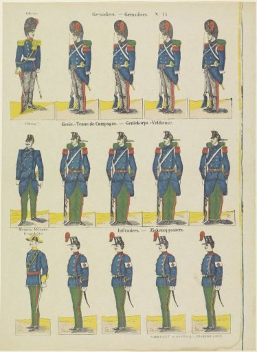 Grenadiers / Grenadiers / Engineers.-Field uniform / Engineer corps.-Field uniform / Nurses / Orderlies