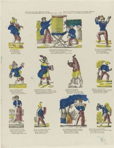 Youth, I come here in this print to give you, / A number of persons who, without working, live off your purses / See here, O dear youth! a part of the chevaliers d'industrie, / Who without working, to your detriment, procure their livelihood