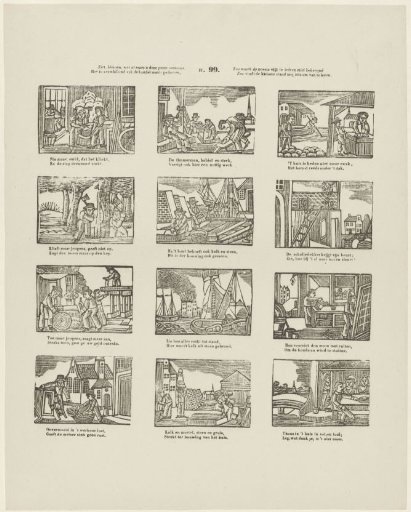 See, children, what strange things this print shows you, / How trade is carried on in various fields, / Thus diligent industry is crowned in every craft, / Thus the lowest estate still finds something to live on