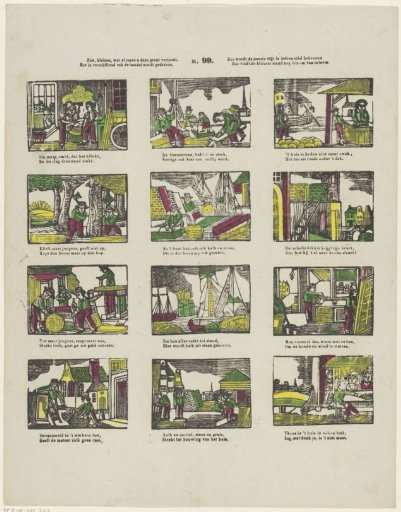 See, children, what strange things this print shows you, / How trade is carried on in various fields, / Thus diligent industry is crowned in every craft, / Thus the lowest estate still finds something to live on