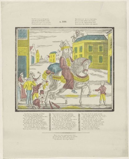 Saint Nicholas seated on horseback, / Let all good children know [(...)]
