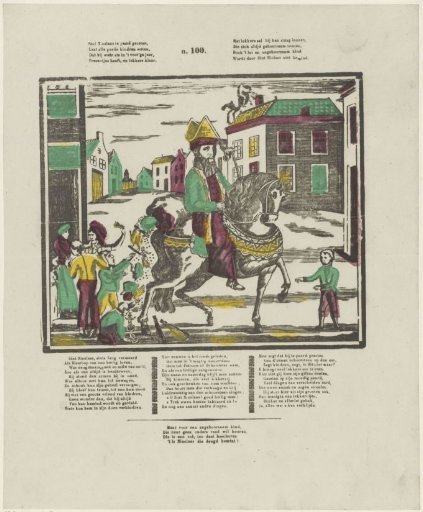Saint Nicholas seated on horseback, / Let all good children know [(...)]