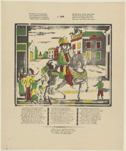Saint Nicholas seated on horseback, / Let all good children know [(...)]