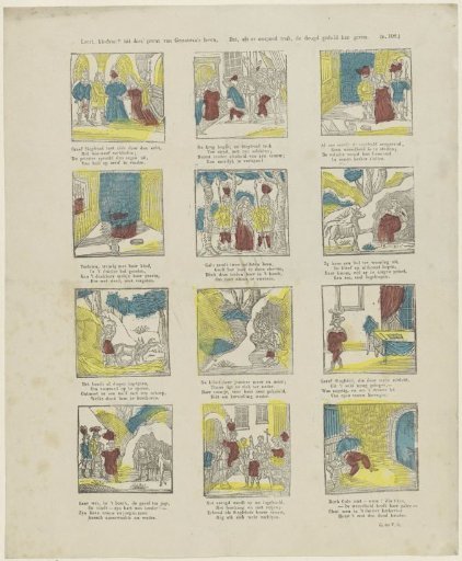 Learn, children! from this print of Genoveva's life, / That, when misfortune strikes, virtue can give patience