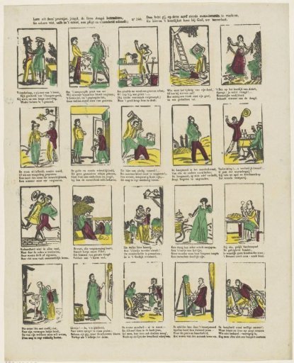 Learn from these pictures, youth, to pursue the lovely virtue, / And shun what, even in the least, harms duty and piety; / Then you will always have human love to expect on this earth, / And after this the most glorious reward from God, your trust