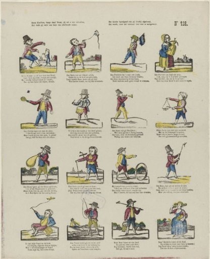 Come, children, buy this print, it will surely amuse you, / Here you have again a selection of all kinds of things / You see children's toys depicted here, / They are shared here for your amusement