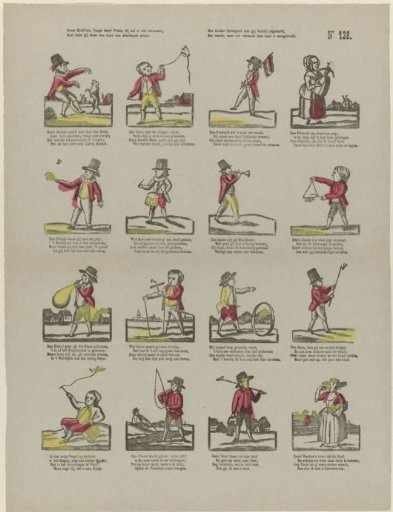 Come, children, buy this print, it will surely amuse you, / Here you have again a selection of all kinds of things / You see children's toys depicted here, / They are shared here for your amusement