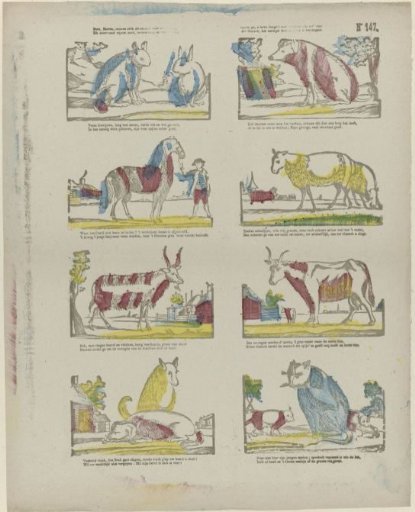 These animals show themselves as living before your eyes, / Each species according to its nature, purpose and ability; / So that you, dear youth! may learn to know that your state / As a human far surpasses the most useful animal