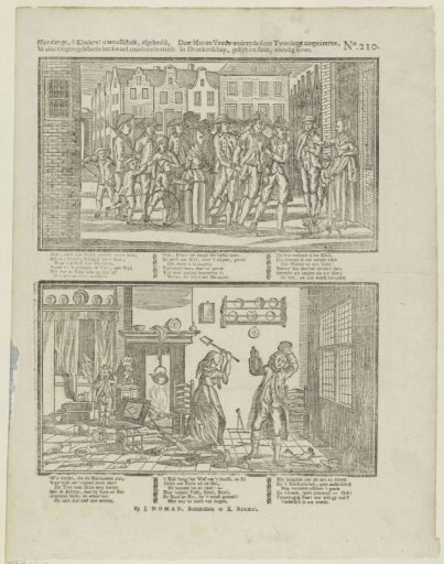 Here you see, O children! depicted as a warning to you, / Which irregularities a bad household breeds. / Where man and woman, driven by discord against each other, / In drunkenness, quarreling and beating, equally miserable