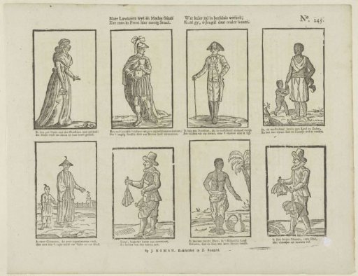 According to country style and fashion taste / One sees in this print many a fool. / What each will be in portrait, / You, O youth! can read below