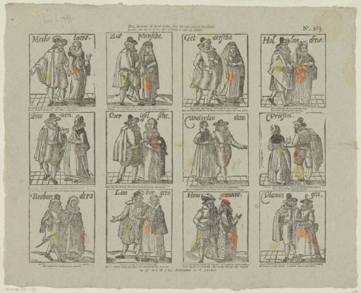 Behold, children! in this print, how we were formerly dressed: / Learn, from the verses, our difference in nature and customs