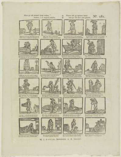 Wherever you may seek amusement, / children, it is sought in vain; / Never will you learn to laugh. / Have you not bought this print