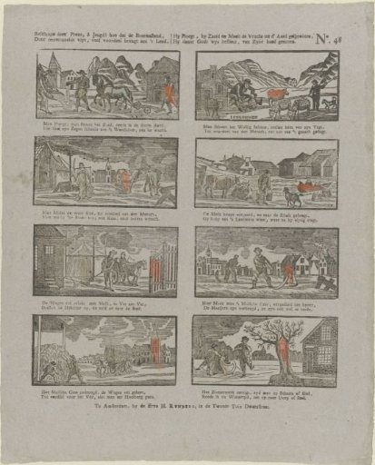 Consider this print, O youth! how the farming class, / Through tireless diligence, brings much benefit to the land, / He ploughs, he sows and reaps the fruit sprung from the Earth, / He thanks God's wise government, received from His hand