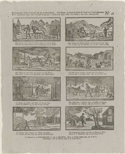Consider this print, O youth! how the farming class, / Through tireless diligence, brings much benefit to the land, / He ploughs, he sows and reaps the fruit sprung from the Earth, / He thanks God's wise government, received from His hand