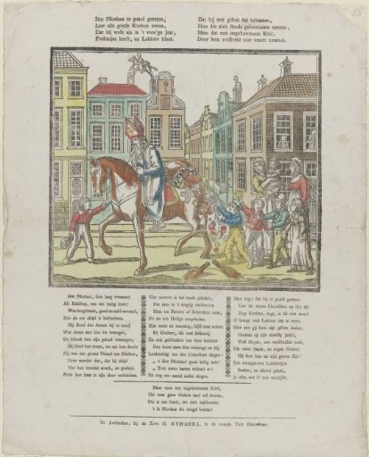 Saint Nicholas seated on horseback, / Let all good children know [(...)]