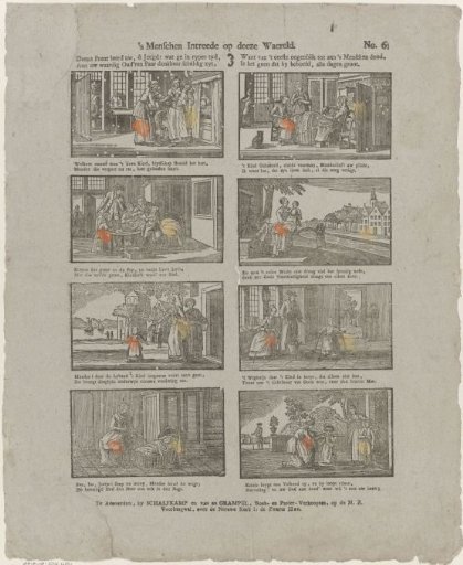 Man's Entrance on this World. / This print teaches you, oh youth! what you in mature time, / Gratefully owe to your worthy parents, / For from the first moment to man's death, / The thing he needs is great every day