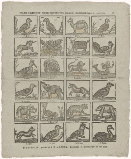 This wild and tame beast / and birds beautiful in feathers / Are for you / oh young youth / to learn the A, B, C