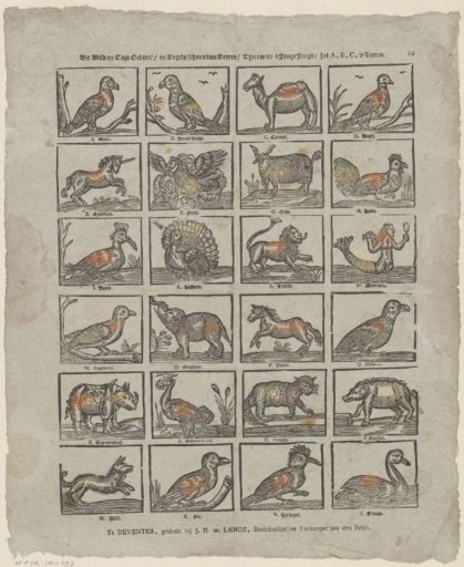 This wild and tame beast / and birds beautiful in feathers / Are for you / oh young youth / to learn the A, B, C