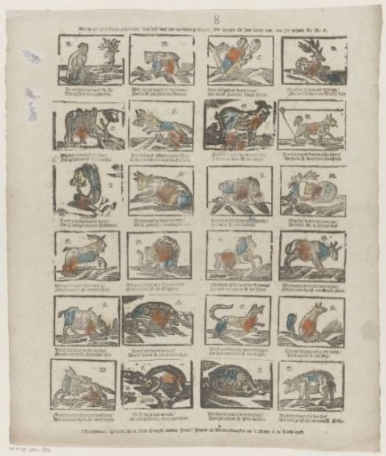 Whoever seeks pleasure in reading / Reads these twenty-four animals, which bring each their letter / of the entire A / B / C