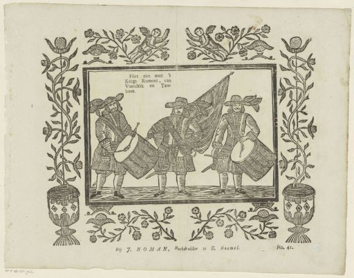 Here one sees the / Military uproar, of / Standard-bearer and drummer