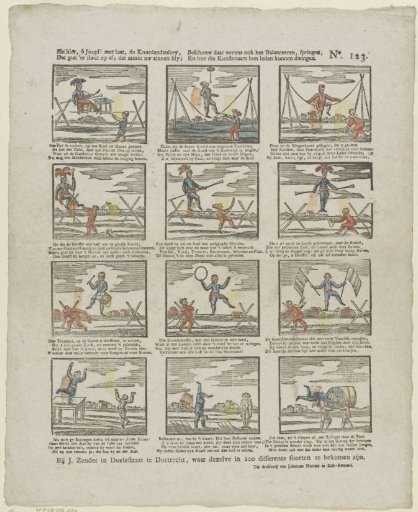 Behold, O Youth! with pleasure, the rope-dancing, / Which goes boldly on; it makes your spirits glad; / Behold also the balancing, jumping, / And how those artists can control their limbs
