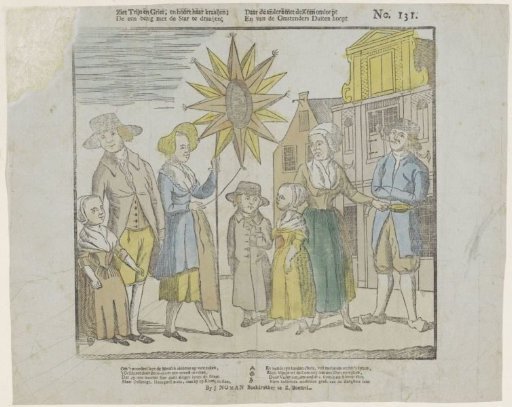 See Tryn and Griet, and hear her cawing; / One busy turning the star; / The other running with the bowl, / And hoping for coins from the onlookers