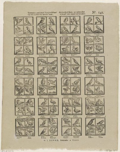 Amuse yourself with this flock of birds! / You see here four fewer, / Than a hundred pieces, they will all / Oh youth! please your eyes well
