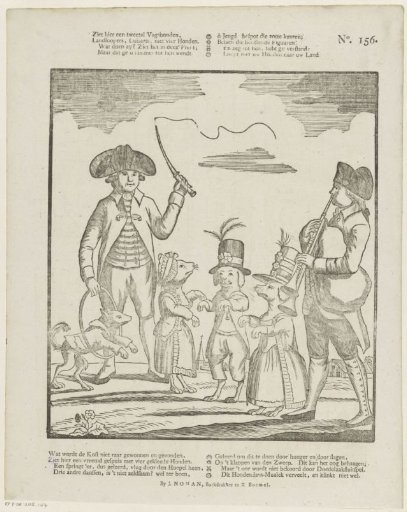 See here a pair of vagabonds, / Wanderers, idlers, with four dogs [(...)]