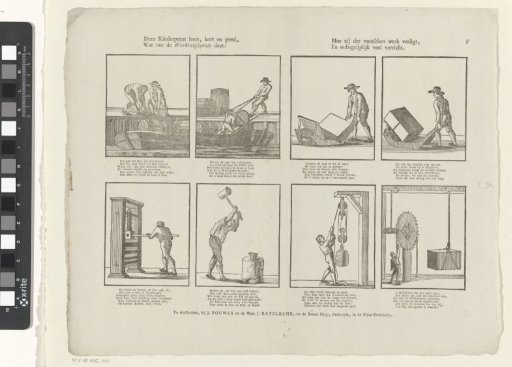This children's print teaches, briefly and well, / What benefit mechanics brings: / How it lightens human work, / And accomplishes incomprehensibly much