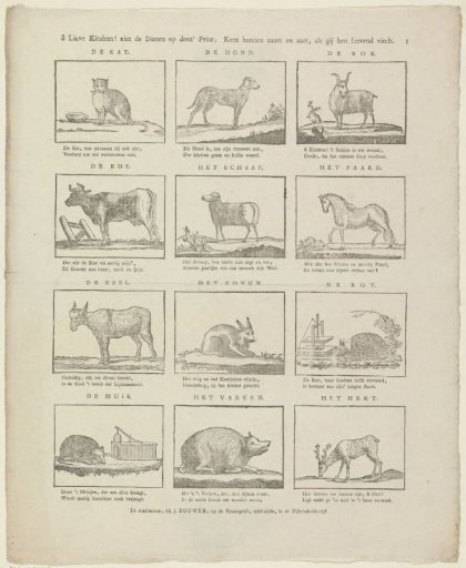 O dear children! see the animals on this print; Know their name and nature, if you find them alive