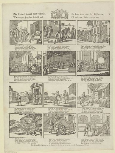 See, children! in this print depicted, / What disasters youth and recklessness breed, / And do not think that, with remorse, / Everyone would find such a father