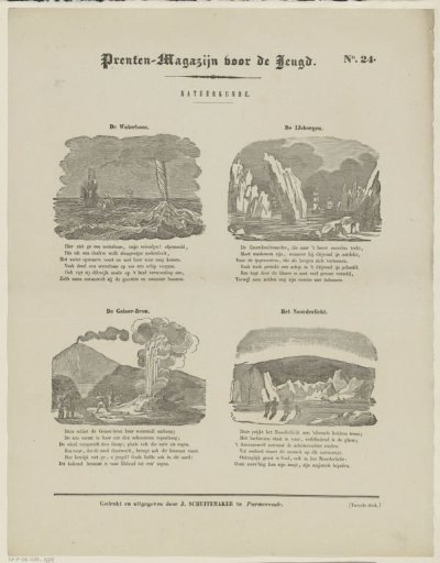 Waterspout, icebergs, geyser, and aurora borealis