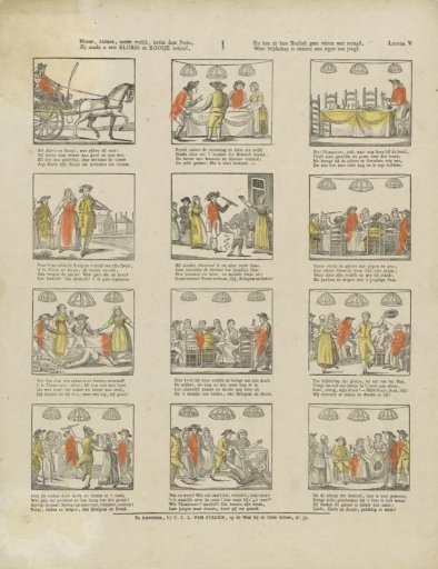 Take, little ones, take joyfully, view this print, / It makes you acquainted with Chloris and Rosje, / And how they celebrate their wedding with joy, / For joy is indeed so characteristic of youth