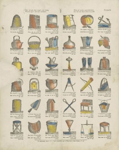 Here you see, dear youth, many things, / With which you will well amuse yourself; / For you love variety, / And that is spread throughout this print