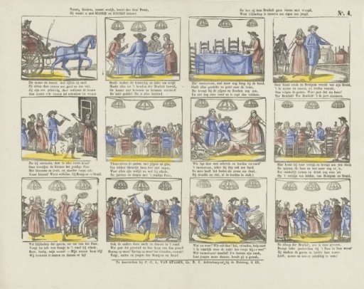 Take it, little ones, take it cheerfully, view this print, / It makes you acquainted with Chloris and Rosje, / And how they are going to celebrate their wedding with joy, / For joy is indeed so natural to youth