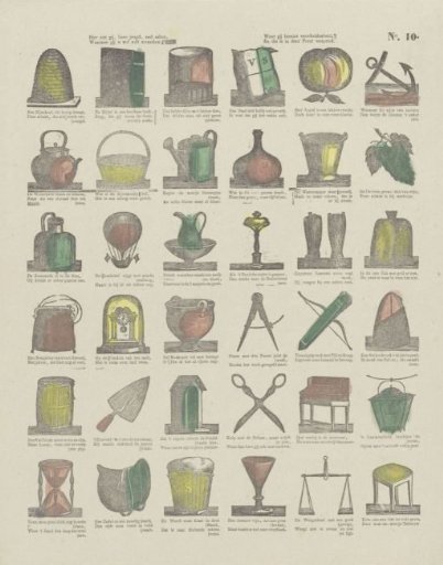 Here you see, dear youth, many things, / With which you will surely amuse yourself; / For you love variety, / And that is spread throughout this print