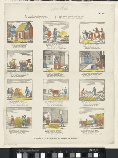 Here is given to you a sketch, / Of the useful, cheerful life of a countryman. / Have respect, children, for that station, / It contributes to the welfare of the fatherland!