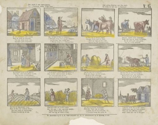 Here is given to you a sketch, / Of the useful, cheerful life of a countryman. / Have respect, children, for that station, / It contributes to the welfare of the fatherland!