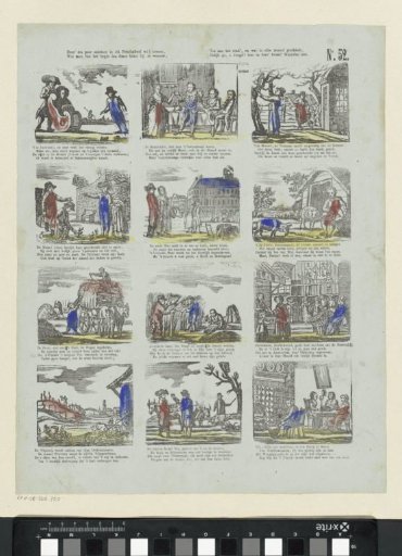 These six pairs of sketches in this print tableau wish to show, / What one comes to witness from the beginning of the year, / Until the end, and what happens in each month, / As you, o youth! see here in these twelve months