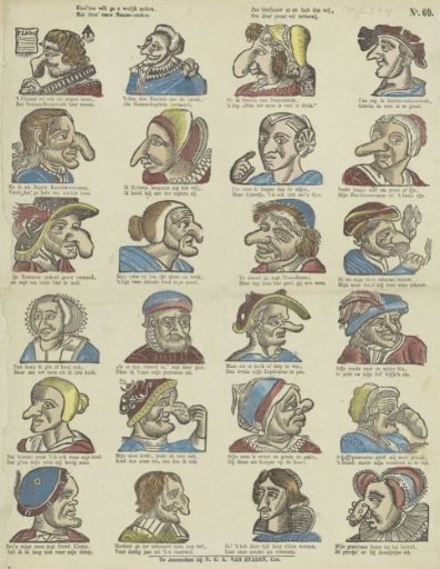 Children, if you wish to make yourselves merry, / With these strange nose-snakes. / So consider them and laugh freely, / For this print full of folly