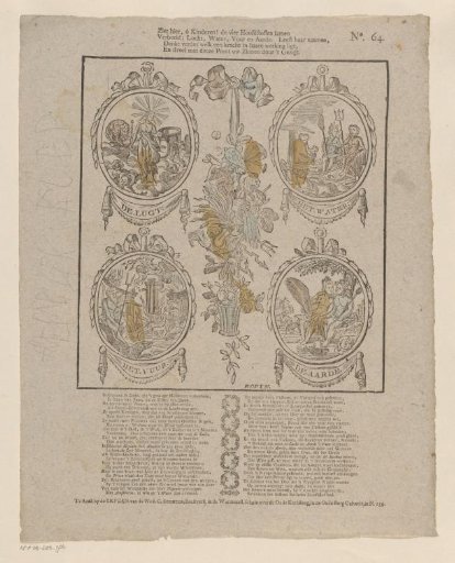 See here, oh children! the four main elements together / Represented; air, water, fire and earth / Read their names, / Think further what power lies in their operation, / And please your senses with this print through sight