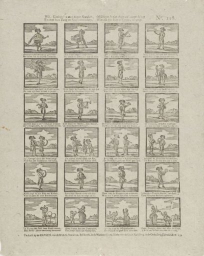 May, children! amuse yourself with these tricks, / And with their song and play, / Although it does not penetrate through your ears / What each of them plays or sings