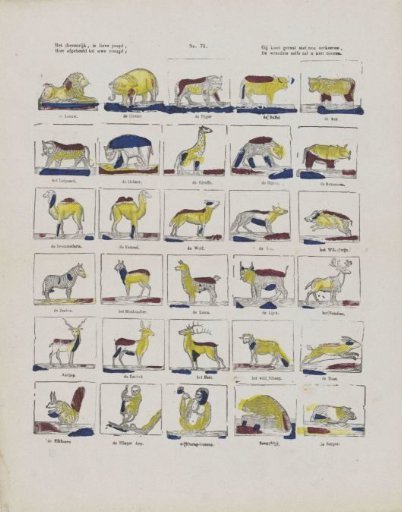 The animal kingdom, dear youth, / Here depicted for your joy, / You can safely associate with them, / Even the cruelest will not harm you
