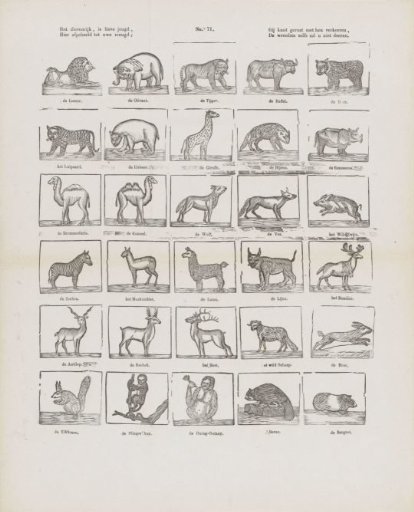 The animal kingdom, dear youth, / Here depicted for your joy, / You can safely associate with them, / Even the cruelest will not harm you