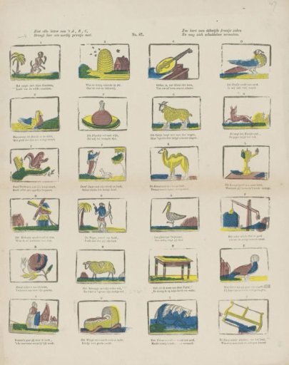 See each letter of the A, B, C, / Bring here a pretty little print. / Thus one often learns fine things / And may amuse oneself without guilt