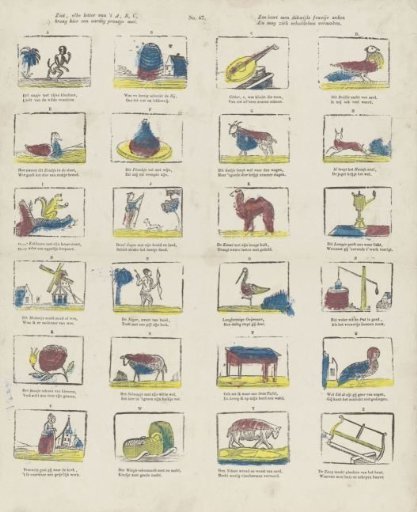See each letter of the A, B, C, / Bring here a pretty little print. / Thus one often learns fine things / And may amuse oneself without guilt